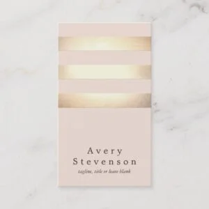 Elegant Faux Gold Foil Striped Modern Light Pink Business Card