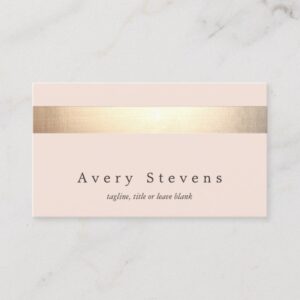 Elegant Gold Striped (no shine) Modern  Light Pink Business Card