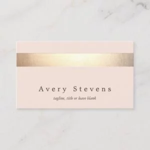 Elegant Gold Striped (no shine) Modern  Light Pink Business Card