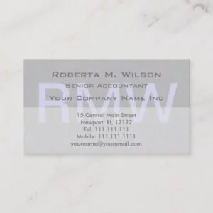 Elegant Gray Monogram Custom Colors Accountant CPA Business Card