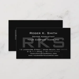 Elegant Gray on Black Monogram Classic Business Card