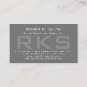 Elegant Gray Textured Monogram Classic Business Card