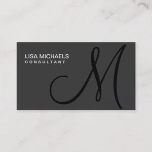Elegant Interior Decorator Monogram Professional Business Card