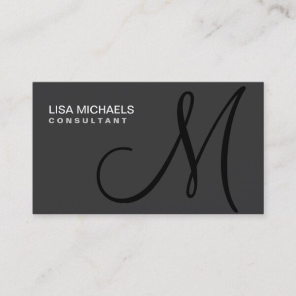Elegant Interior Decorator Monogram Professional Business Card