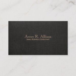 Elegant Minimalist Black Linen Look Professional Business Card
