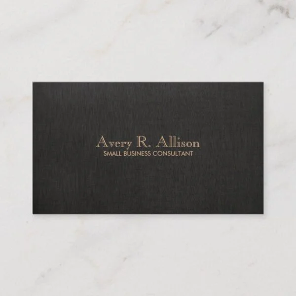 Elegant Minimalist Black Linen Look Professional Business Card