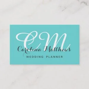 Elegant Modern Monogram Tiffany Blue Business Card