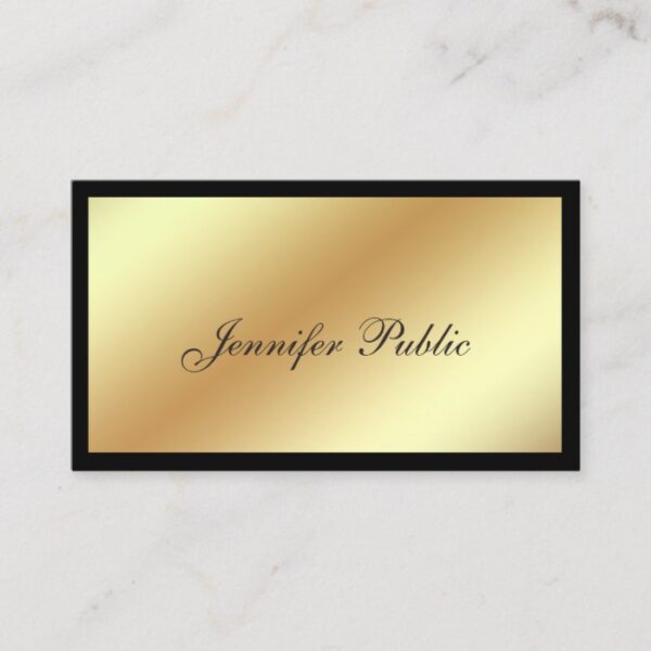 Elegant Modern Professional Black Gold Plain Business Card