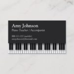 Elegant, Modern, Professional, Piano Teacher Business Card