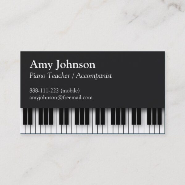 Elegant, Modern, Professional, Piano Teacher Business Card