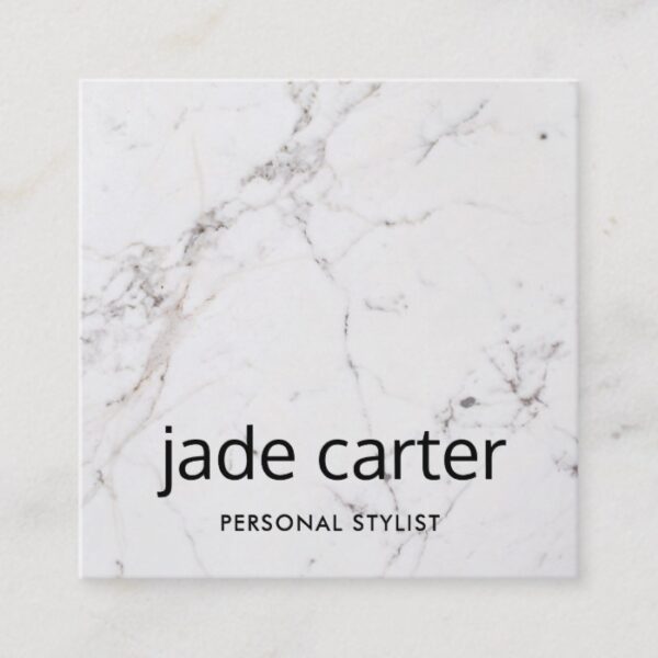 Elegant Modern White Marble Professional Square Business Card