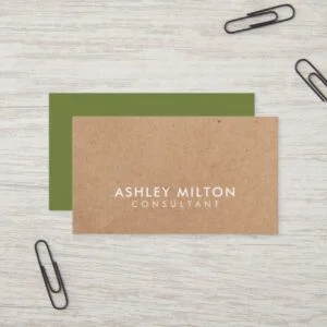 Elegant Olive Green PRINTED Kraft Consultant Business Card