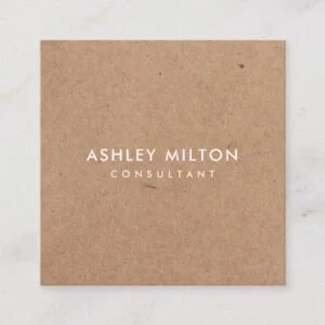 Elegant Olive Green PRINTED Kraft Consultant Square Business Card