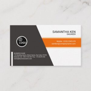Elegant Orange Striped Engineer Business Card