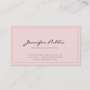 Elegant Pink Clean Professional Modern Chic Plain Business Card