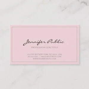 Elegant Pink Clean Professional Modern Chic Plain Business Card