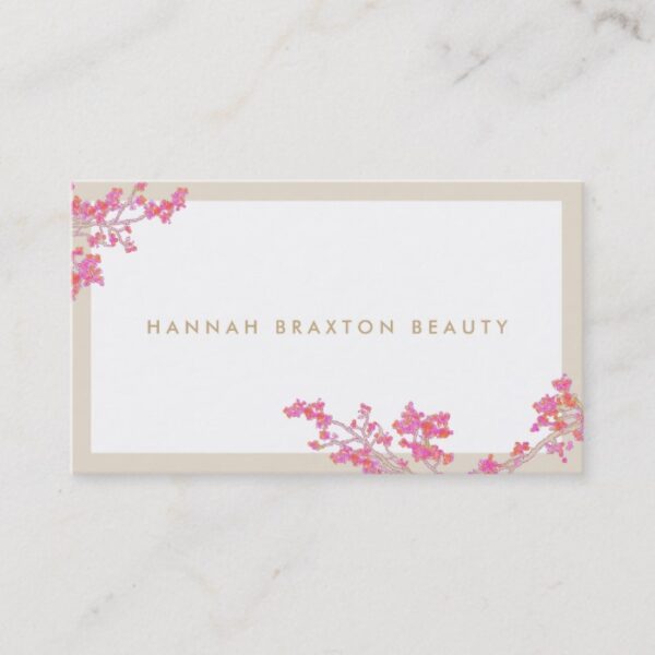 Elegant Pink Flowers Floral Art Beauty Salon Business Card