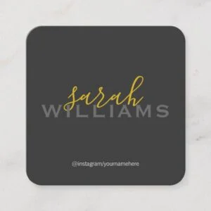 Elegant Professional Cursive / Gray Square Business Card