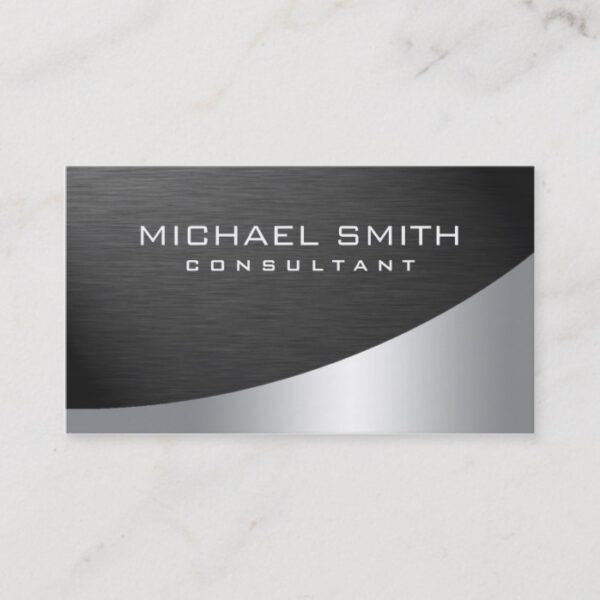 Elegant Professional Modern Plain Metal Silver Business Card