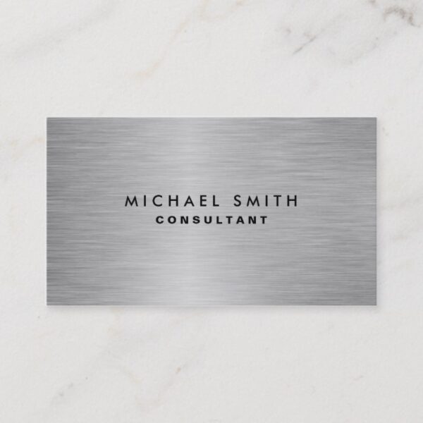 Elegant Professional Modern Silver Metal Plain Business Card