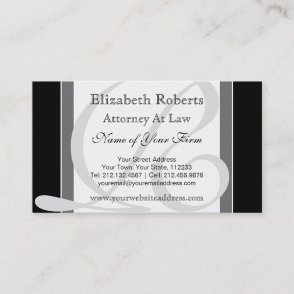 Elegant Professional Monogram R Black and Gray Business Card