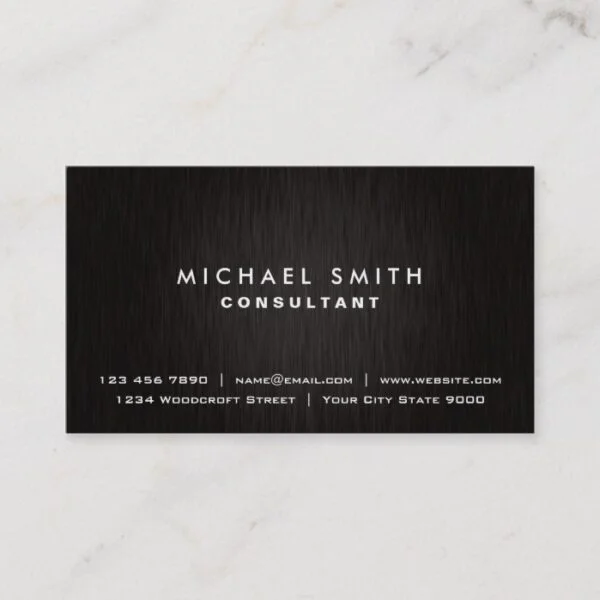Elegant Professional Plain Black Modern Metal Business Card