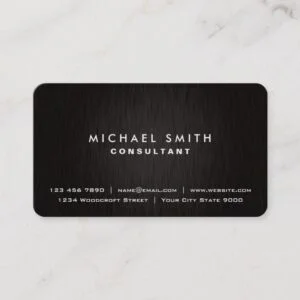 Elegant Professional Plain Black Modern Metal Look Business Card