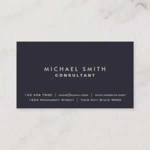 Elegant Professional Plain Modern Gold on Blue Business Card