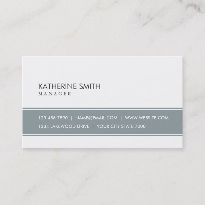 Elegant Professional Plain Simple Gray and White Business Card