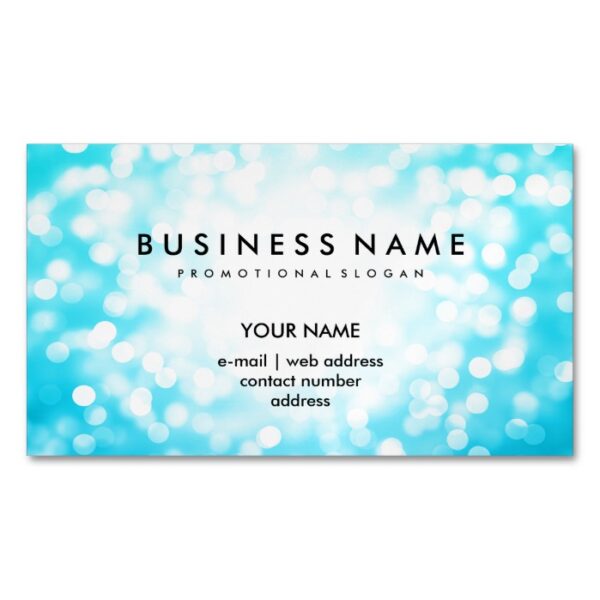 Elegant Professional Turquoise Glitter Lights Magnetic Business Card
