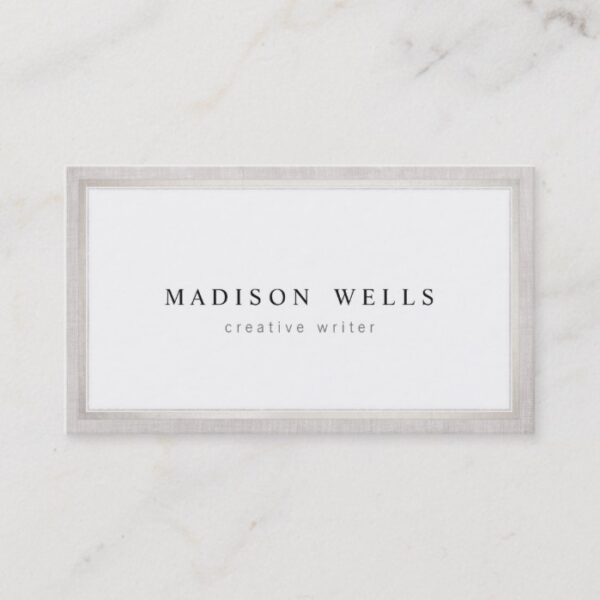 Elegant Professsional White with Silver Border Business Card