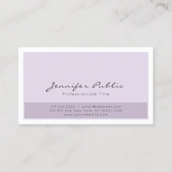Elegant Purple White Simple Professional Modern Business Card