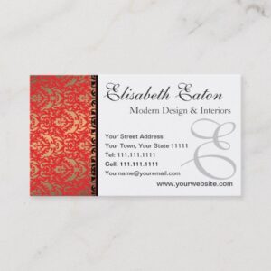 Elegant Red, Gold and Black Women's Corporate Business Card