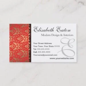 Elegant Red, Gold and Black Women's Corporate Business Card