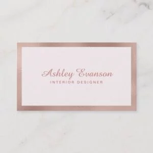 Elegant Rose Gold Foil Border on Blush Pink Business Card