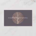 Elegant Rose Gold Leaf Logo Business Card