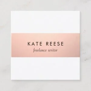 Elegant Stylish Modern Rose Gold Stripe Square Business Card