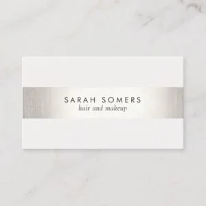 Elegant Stylish White Modern FAUX Silver Striped Business Card