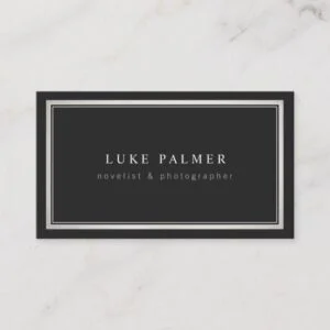 Elegant Vintage Black Professsional Silver Border Business Card