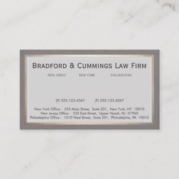 Elegant Vintage Law Firm Attorney Business Card