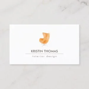 Elegant Watercolor Leather Chair Interior Designer Business Card