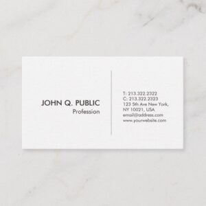 Elegant White Modern Professional Simple Business Card