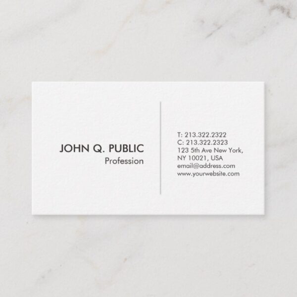 Elegant White Modern Professional Simple Business Card
