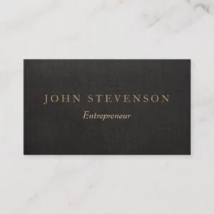 Entrepreneur Professional Black Linen Look Vintage Business Card