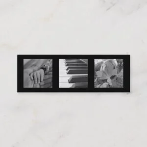 Extra small 3 photo or logo black modern chic mini business card