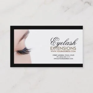 Eyelash Extensions Black Border Simple White Card
