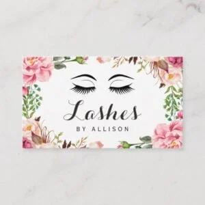 Eyelashes Makeup Artist Romantic Floral Wrapping Business Card