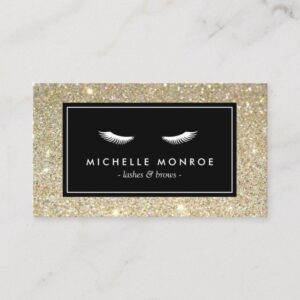 Eyelashes with Gold Glitter Business Card