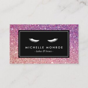 Eyelashes with Purple/Pink Glitter Business Card