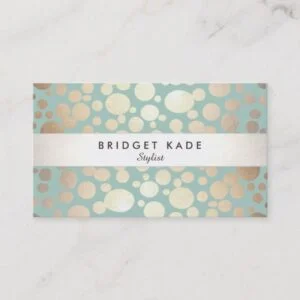Fashion and Beauty Gold Turquoise Circle Pattern Business Card